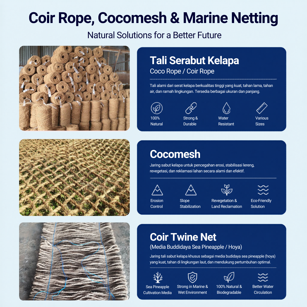 Coir Rope, Cocomesh & Marine Netting